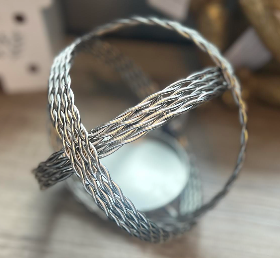 Medium Silver Ball Candle Holder