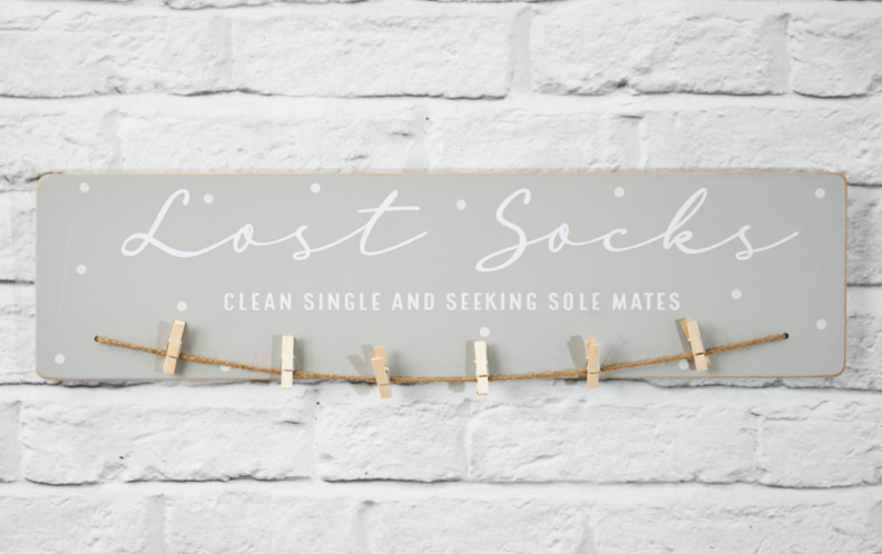 Lost Socks peg plaque with white spots
