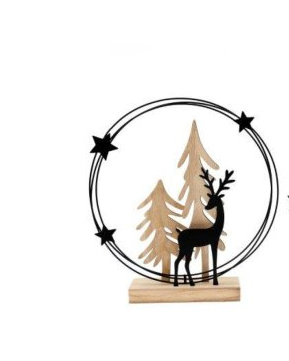 Black & Wooden Reindeer Decoration