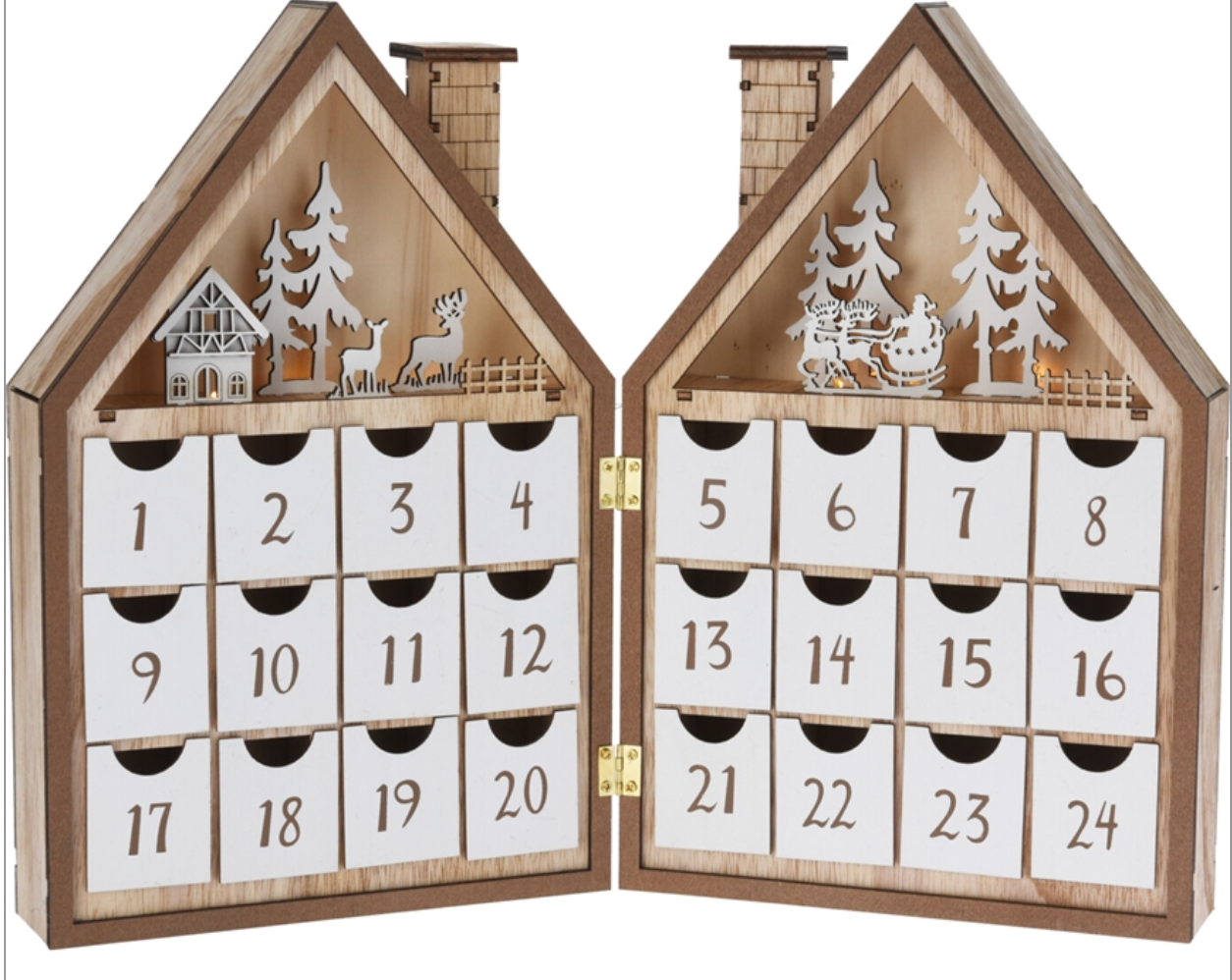 Wooden House Advent LED