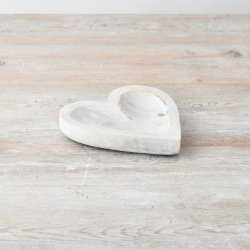 White Wooden Heart plate - small