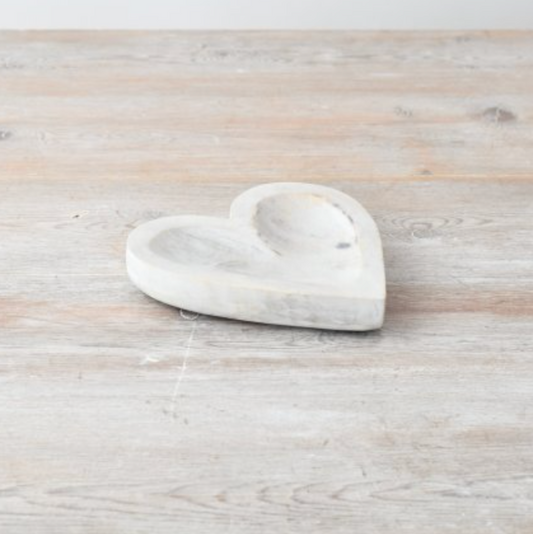 White Wooden Heart plate - small
