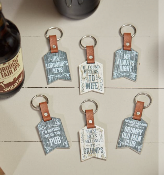 Wooden Pennant Keyrings - Available in various designs