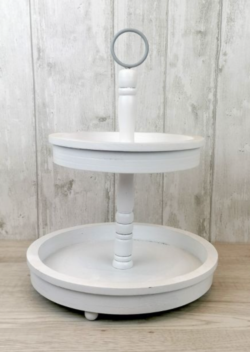 White Tiered Wooden Tray