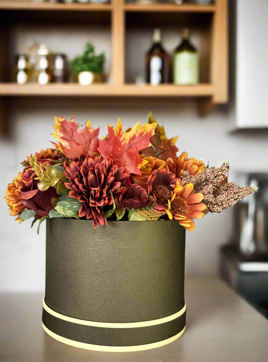 Medium Autumnal flower hat box (Made to order)