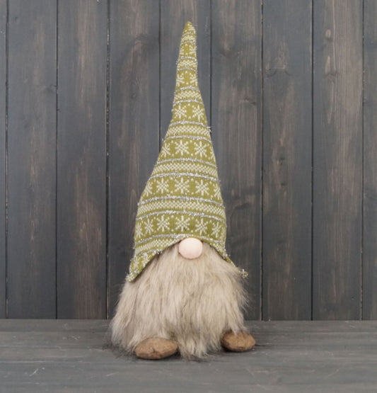 Medium plush standing gnome with green hat (52 cm)
