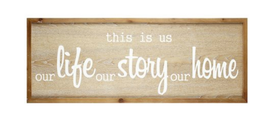 NATURAL WOODEN THIS IS US PLAQUE
