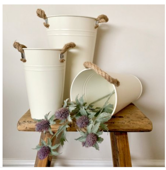 CREAM FLOWER BUCKET - in various sizes