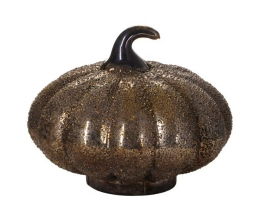 SPECKLED GLASS GREY GOLD PUMPKIN
