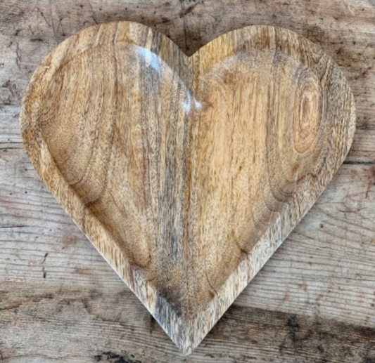 WOODEN HEART PLATE - Large
