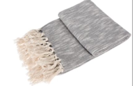 Grey Throw With Tassels