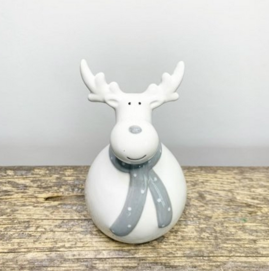 PLUMP GREY SCARF REINDEER - available in 2 sizes