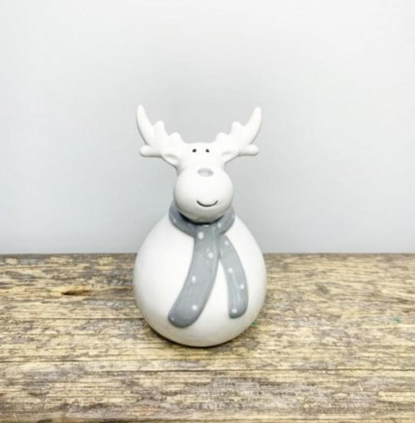 PLUMP GREY SCARF REINDEER - available in 2 sizes