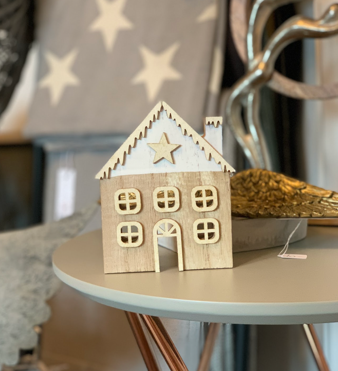 White Wooden Christmas house