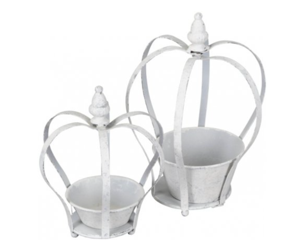 Set of White Crown Planters