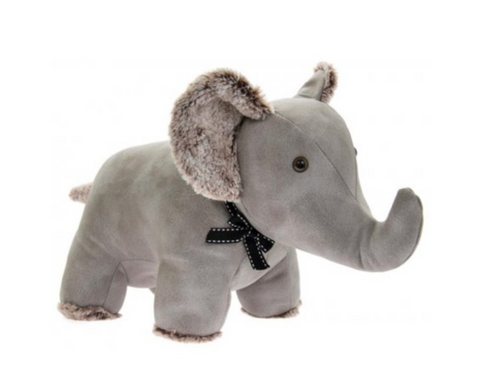 GREY FAUX LEATHER ELEPHANT DOORSTOP