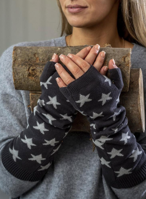 Dark Grey Long Mittens