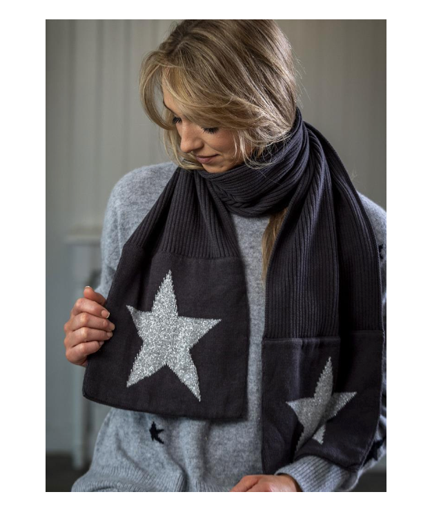 Dark Grey Metallic Star Scarf
