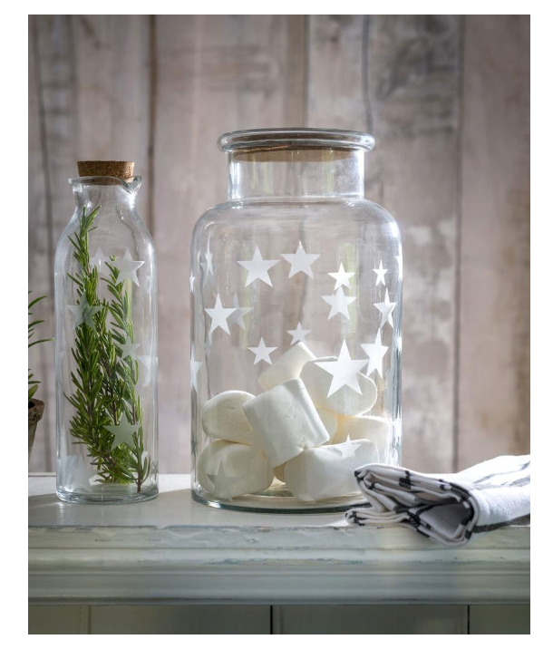Large Wide Neck Glass Jar Star