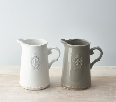 Ceramic grey fleur de lis jug