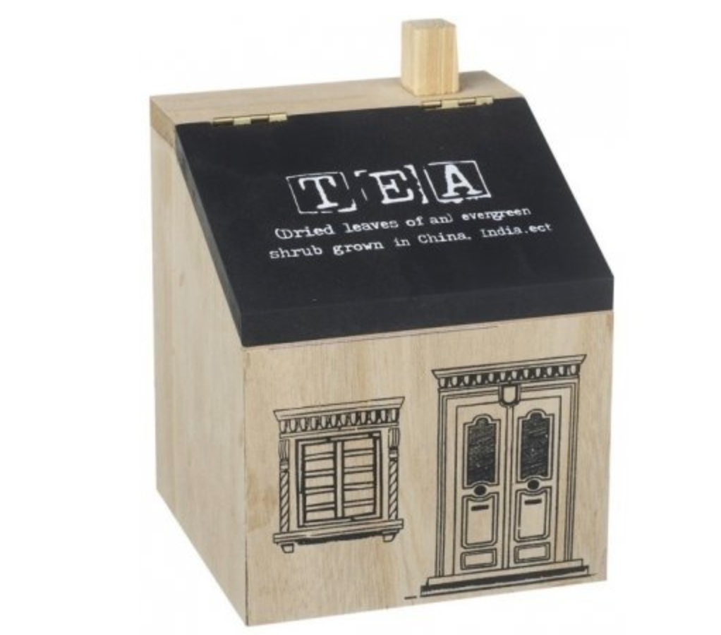 WOODEN HOUSE TEA CADDY