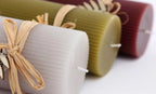 Ribbed Pillar Candles - Available in 3 colours