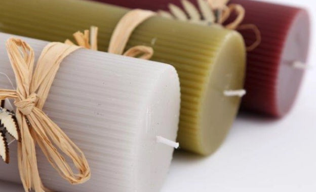 Ribbed Pillar Candles - Available in 3 colours
