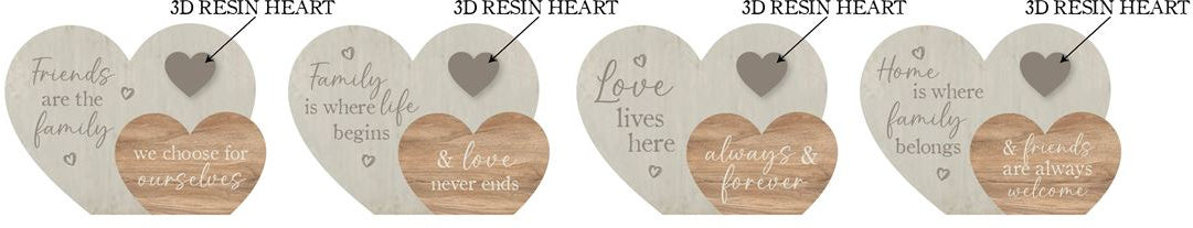 Double Heart with 3D Heart - various designs