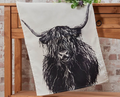 Highland cow tea towel