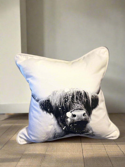 Highland Cow paint splash throw cushion