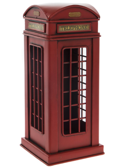 Vintage metal Telephone box 28cm