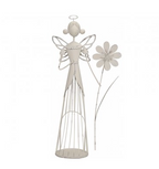WHITE IRON ANGEL TEA LIGHT HOLDER