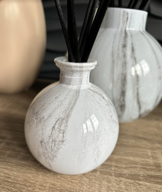 Marble Effect Glass difusser bottle & reeds - Small