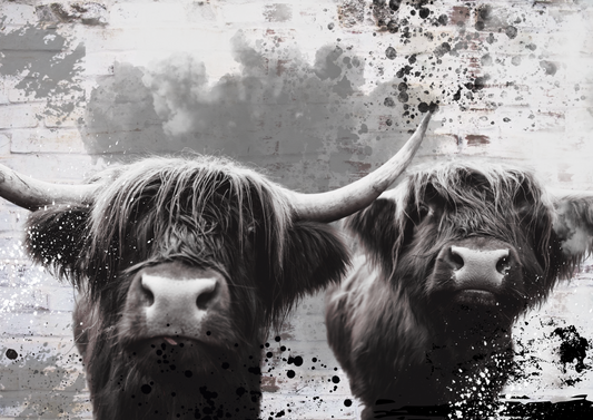 Highland Cow Couple Artwork