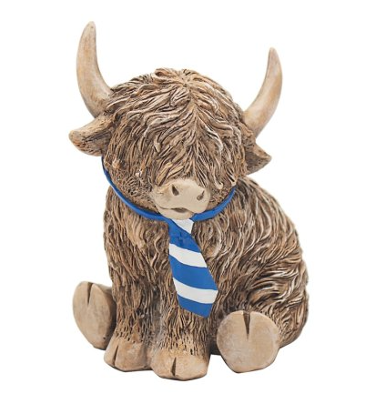 Happy Highland Cow Blue Tie