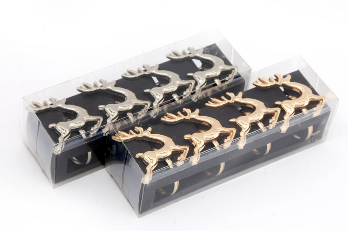 Set of 4 Stag Napkin rings - Gold