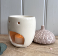 Ceramic Acorn Wax Burner with Lid 13cm - Cream/Taupe