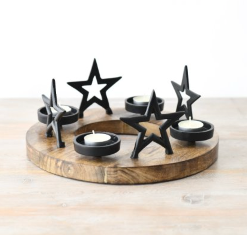 Star with Tea light on round base