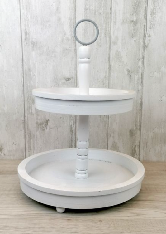 White Tiered Wooden Tray
