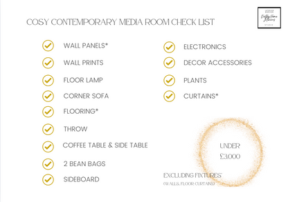 Cosy Contemporary Media Room Design Board & Shopping list (Digital)