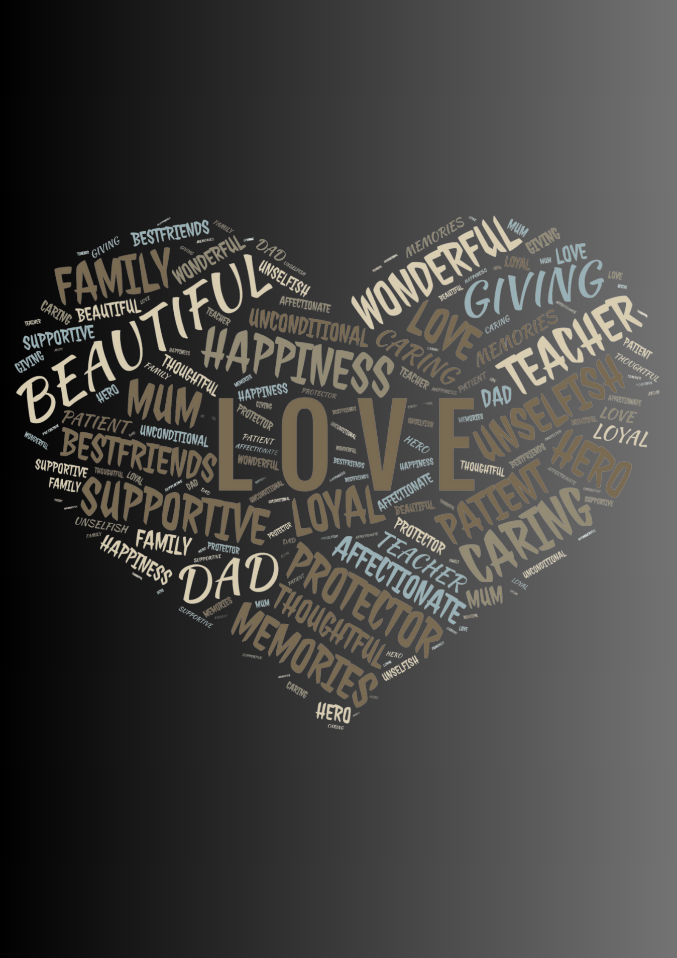 Family Love Heart Word Art