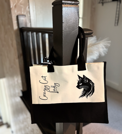 Luxury Crazy Cat Lady Tote bag & make-up bag