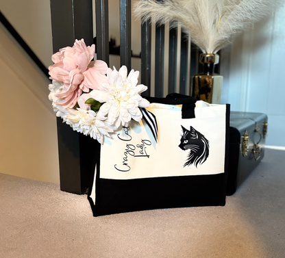 Luxury Crazy Cat Lady Tote bag & make-up bag