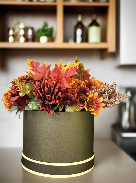 Medium Autumnal flower hat box (Made to order)