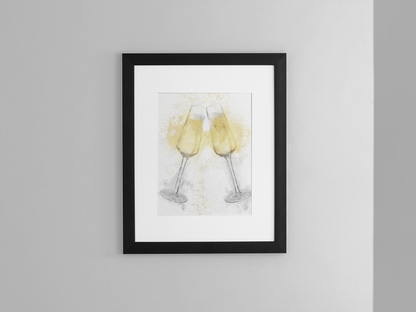 Champagne Flutes Wall Art Print - available in different sizes