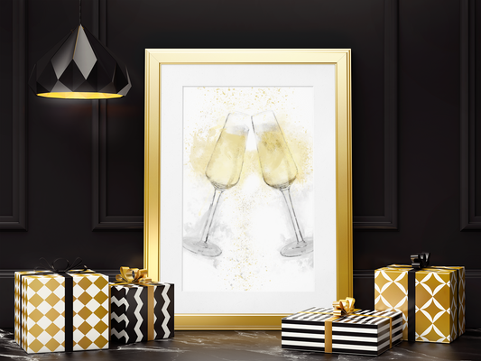 Champagne Flutes Wall Art Print - available in different sizes