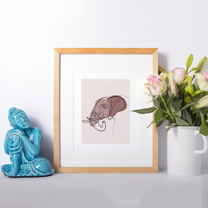 Minimalist Elephant Line Art Print - available in different sizes