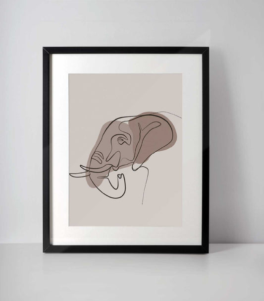 Minimalist Elephant Line Art Print - available in different sizes