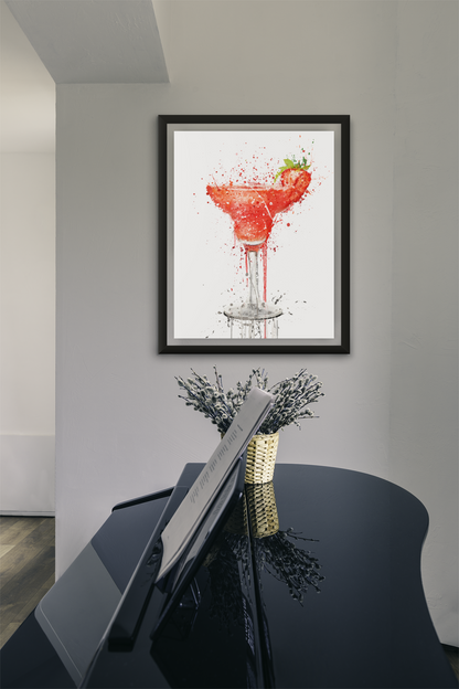 Strawberry Daiquiri Cocktail Wall Art Print - available in different sizes