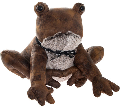 FAUX LEATHER SITTING FROG DOORSTOP